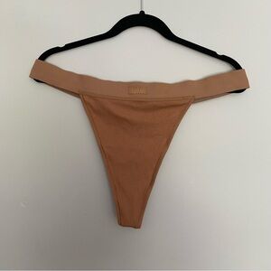 NWT SKIMS Cotton Rib Thong Camel 2X